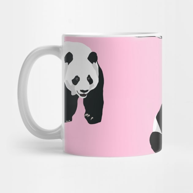 Multiple Pandas on Pink Background by OneThreeSix